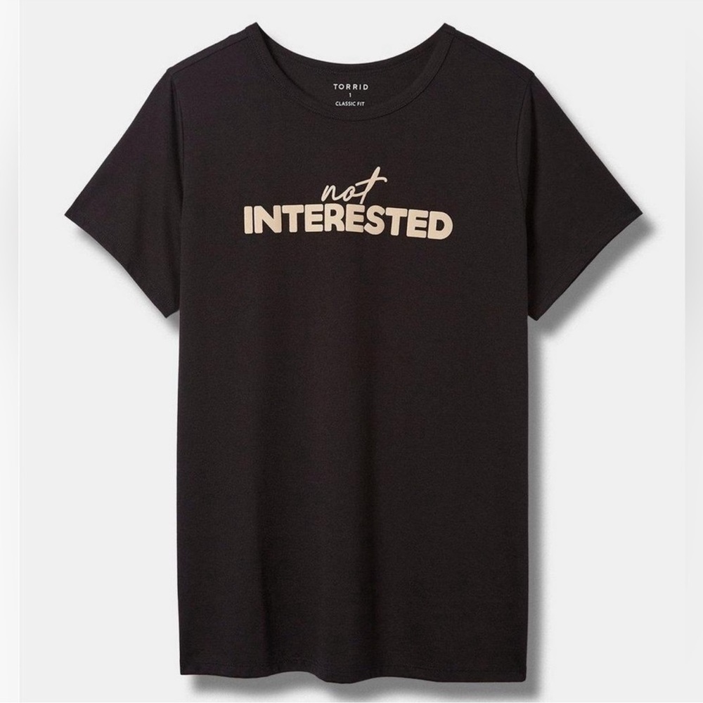 Torrid Graphic Vintage Cotton Crewneck Tee - Not Interested, SZ 2X, NWT!